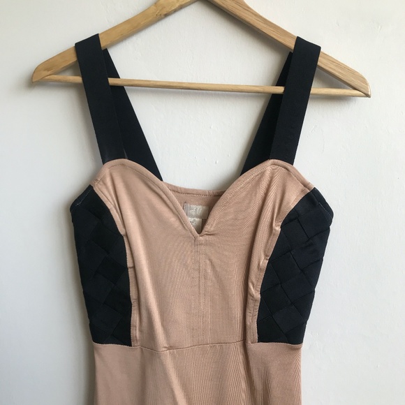 H&M Nude and Black Body Con Dress with Pencil Skirt - Size 8 - Picture 2 of 8